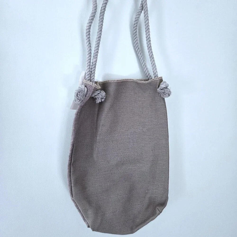 NWT Gray Canvas Tote Bag with Rope Handles